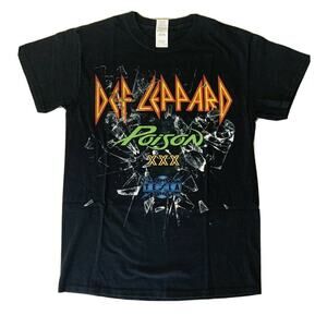 Def Leppard Poison XXX Tesla 2017 Concert Tour Black Tee Shirt Size Large